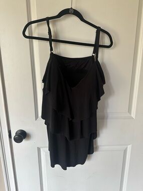 3x Aqua Green Black Ruffled Swim tankini top